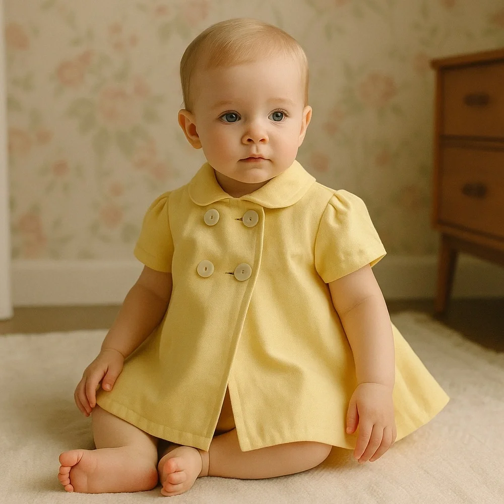 Vintage Youngland Baby Girl Swing Coat Jacket Yellow Heirloom Sz 12-18 Months